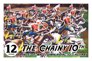Set of 12 mounted toy soldiers in 6 different poses, including an officer and trumpeter