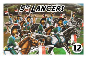 Set of 12 mounted toy soldiers in 6 different poses, including an officer and trumpeter